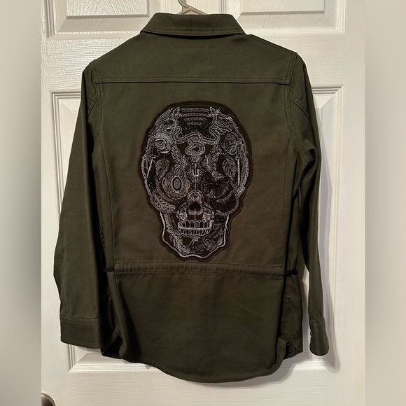 Zadig & Voltaire green jacket with embroidered skull on back - Picture 4 of 7